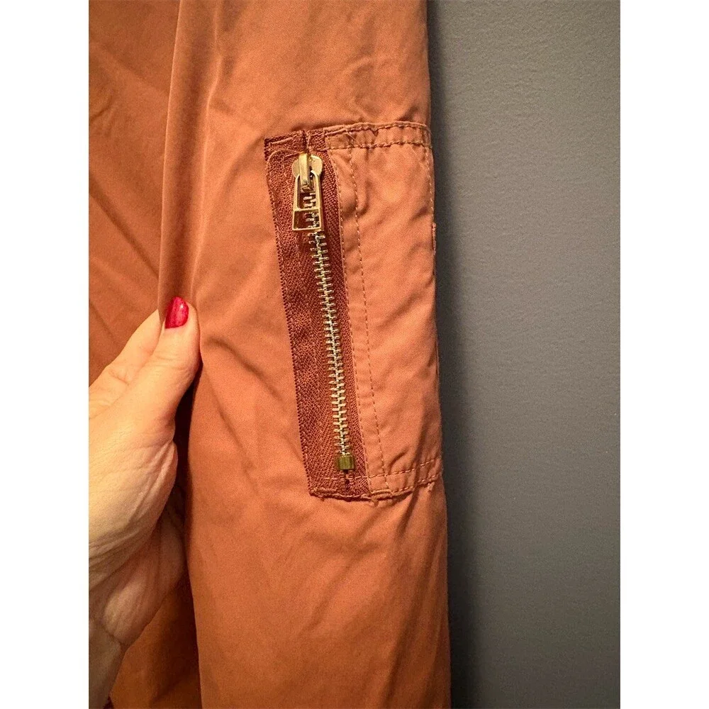 CPO Provisions Men's MA-1 Flight Bomber Jacket Rust Orange Full Zip Size L - Picture 3 of 12